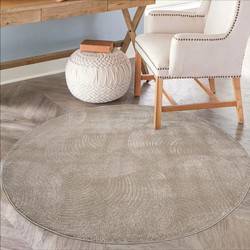 Everest Vloerkleed Modern 3D Boho Laagpolig Rond Tapijt Woonkamer Beige- 160 CM ROND