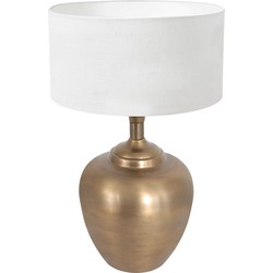 Tafel vaaslamp met witte kap Steinhauer Brass Brons