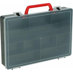 Benson Opbergdoos/sorteerdoos - 10-vaks - kunststof - grijs - 30 x 22 cm opbergkoffer met vakken - Opbergbox
