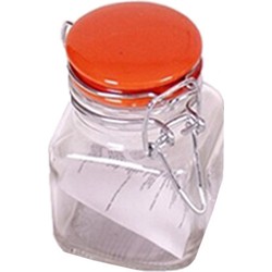1x Glazen kruidenierspotjes/weckpotjes 90 ml met beugelsluiting en rubberen ring rood - Weckpotten