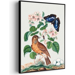 Muurwerken Akoestisch Schilderij - Prent Natuur Vogel en Bloemen 01 - Geluidsdempend Wandpaneel - Wanddecoratie - Geluidsisolatie - BASIC (AW 0.65) L (72X100)