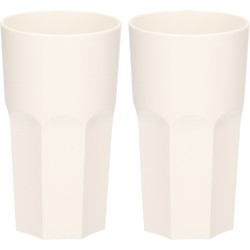 2x stuks onbreekbaar retro glas wit kunststof 33 cl/330 ml - Longdrinkglazen