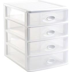 PlasticForte Ladeblok bureau organizer - 4 lades - wit - 35,5x27x35 - Ladeblok