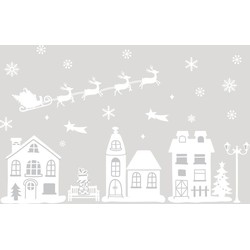 XL SET VAN 4 RAAMSTICKERS WINTER ( TOTAAL 107X69CM)