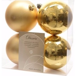Ambiance Christmas kerstboom decoratie kerstballen 10 cm goud 4 stuks - Kerstbal