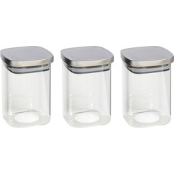 3x stuks voedsel/etenswaren bewaren voorraadpot 1400 ml glas met RVS deksel - Voorraadpot