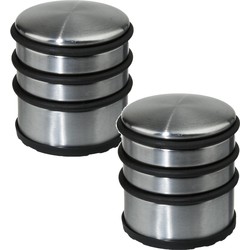 2x Stuks ronde deurstopper 7 x 7,5 cm van metaal - Deurstoppers