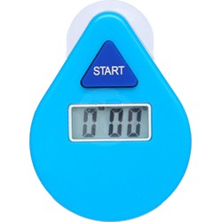 Douche timer/wekker - met zuignap - 5 min - digitaal - blauw - 8 cm - Kookwekkers