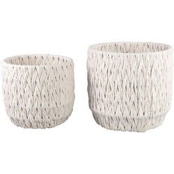 PTMD Mand Elliot - 39x39x36 cm - Linnen - Wit - Set van 2