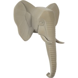 Clayre & Eef Wanddecoratie Olifant 17x8x21 cm Beige Kunststof Muurdecoratie