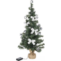 Kunstboom/kunst kerstboom inclusief kerstversiering en kerstverlichting 75 cm - Kunstkerstboom