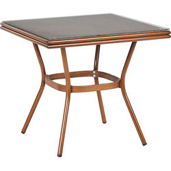 CASPRI II - Tuintafel - Donkere houtkleur - 80 x 80 cm - Aluminium