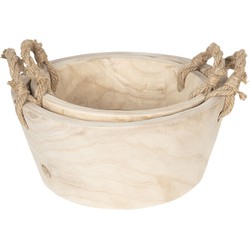 Clayre & Eef Opbergmand Set van 2  Ø 36 / Ø 29 cm Beige Hout Rond Mand