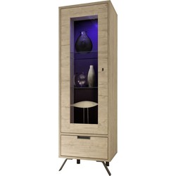 Vitrine 1 deur in glas met 1 lade zonder verlichting H177 cm - Palma