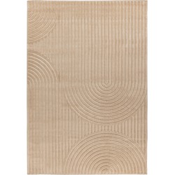 Viva Indoor & Outdoor - Laagpolig Japandi Buitenkleed - Effen - Vloerkleed Beige- 80x150 CM