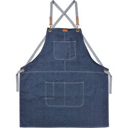 Clayre & Eef Keukenschort Blauw Polyester