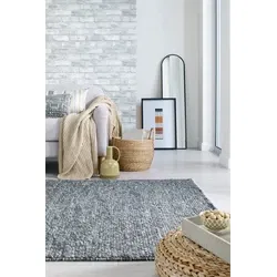 Minerals Uni vloerkleed - Laagpolig - Wol - Bolletjes Modern - Grijs - 120 X 170 CM