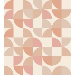 ESTAhome fotobehang geometrische vormen beige en roze - 2.5 x 2.79 m - 159387