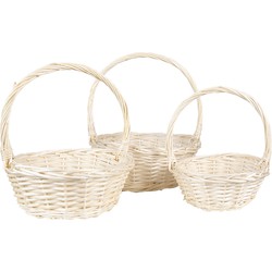 Clayre & Eef Opbergmand Set van 3 Ø 33 / Ø 27 / Ø 22 cm Beige Rotan