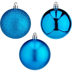 Krist+ Kerstballen - 20x st- blauw - kunststof - 7 cm - mix - Kerstbal