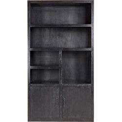 Wandkast Mangohout Zwart - 120x45x220cm - Kast Xander - Giga Meubel