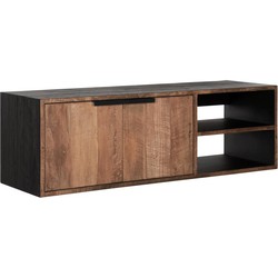 DTP Home Hanging TV stand Cosmo No.1 small, 2 doors, 2 open racks,40x125x40 cm, recycled teakwood