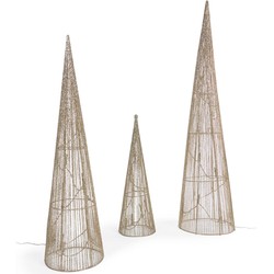 Kave Home - Lichtgevende kerstbomen Marleen set van 3 in goud - 40 cm 60 cm 80 cm