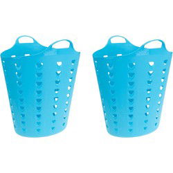 Flexibele wasmand - Set van 2x stuks - blauw - 60 liter - kunststof - 47 x 50 cm - Wasmanden