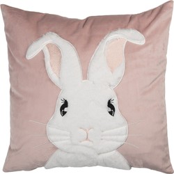 Clayre & Eef Kussenhoes 45x45 cm Roze Polyester Konijn