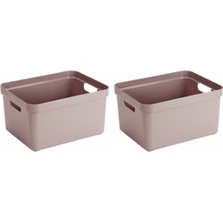 3x Kunststof opbergbakken/opbergmanden roze 13 liter 35,2 x 25,3 x 18,3 cm - Opbergbox