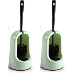 2x stuks toiletborstels/wc-borstels met mintgroene houder 40 cm - Toiletborstels