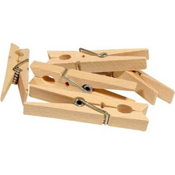 Wasknijpers bamboe hout - 24x stuks - basic size 7 cm - was ophangen - Knijpers