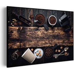 Muurwerken Akoestisch Schilderij - Home Made Coffees Set - Geluidsdempend Wandpaneel - Wanddecoratie - Geluidsisolatie - PRO (AW 0.90) XL (120x86)