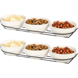 Vessia saus/snacks kommetjes/schaaltjes in standaard - wit - keramiek - set 6x stuks - D12 x 6.5 cm - Serveerschalen