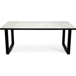 Stalux Eettafel 'Joop' 240 x 100cm, kleur zwart / wit marmer