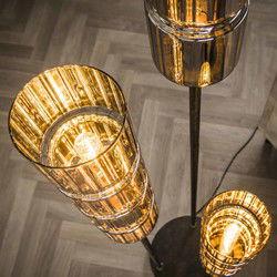 Vloerlamp - Chrome Metaal/Glas - 32x32x155cm - 3-Lichts