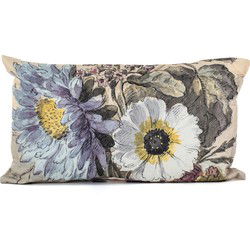 Anna's collection buitenkussen bloem - Creme/wit - 30 x 50 cm - Sierkussens