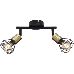 Plafondlamp 2-lichts | Oude Messing | Zwart Metaal | Woonkamer | Eetkamer | Plafondspot