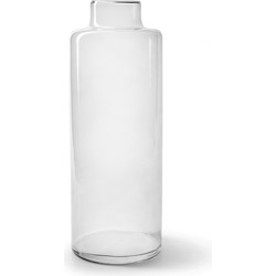 Jodeco Bloemenvaas Willem - helder transparant - glas - D11,5 x H32 cm - fles vorm vaas - Vazen