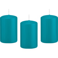 8x Kaarsen turquoise blauw 5 x 8 cm 18 branduren sfeerkaarsen - Stompkaarsen
