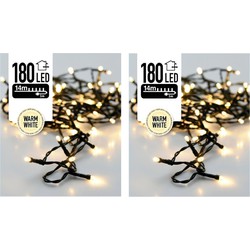 3x stuks 180 kerst led-lampjes warm wit voor buiten - Kerstverlichting kerstboom