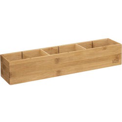 5Five Lade/kast/badkamer organizer - 3 vaks - L38 x B8 x H7 cm - bamboe hout - lichtbruin - Opbergmanden