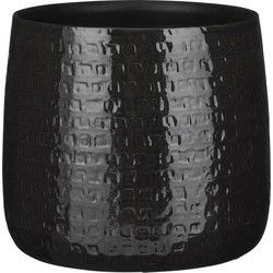 Mica Decorations Floyd Bloempot - 28x28x23.5 cm - Keramiek - Zwart