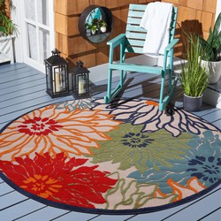 Tapijtenloods Binnen en Buiten Rond Vloerkleed Floral Outdoor Laagpolig Tapijt Multi- 200 CM ROND