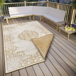 Vintage Binnen & Buitenkleed Omkeerbaar - Cebu Geel/Crème - 200 X 290 CM