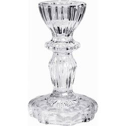 Kaarsen kandelaar - transparant - glas - 7 x 11 cm - dinerkaarsen - kaars kandelaars