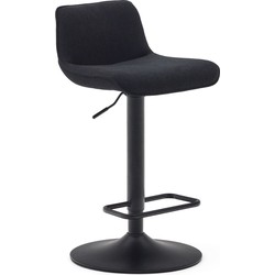 Kave Home - Zenda-kruk in zwart chenille en staal in matzwart afwerking, 81-102 cm FSC 100%