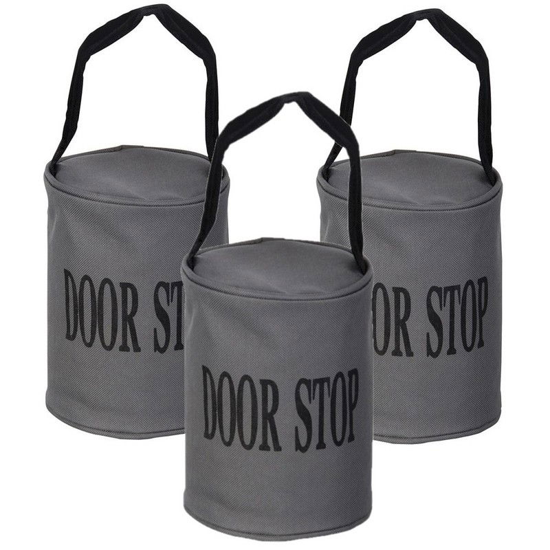 Esschert Design Canvas deurstopper grijs - 3x stuks - 16 x 12.5 cm - Deurstoppers - 