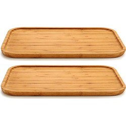 Set van 2x stuks voedsel/hapjes serveerplank van bamboe 36 x 24 cm met rand - Serveerplanken