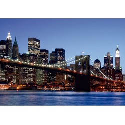 Sanders & Sanders fotobehang Brooklyn Bridge New york blauw, oranje en bruin - 360 x 270 cm - 600438